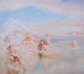 Nymphs at the Seashore, 1908 (olje og gouache på papir)